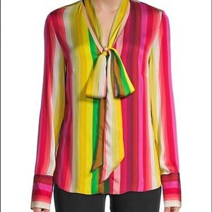 Milly Nia Bow rainbow stripe bow blouse size 4